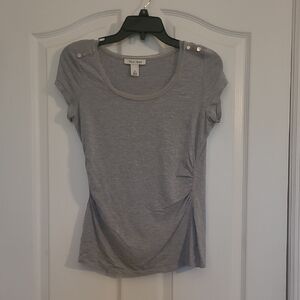 White House Black Market Gray Fitted Embellished T-Shirt